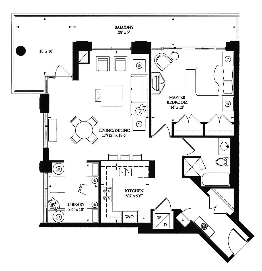 100 Yorkville Ave Annex Toronto Condos Floor Plans 1 Bedroom Den 1030 Sq Ft Plus Balcony Haan Layout