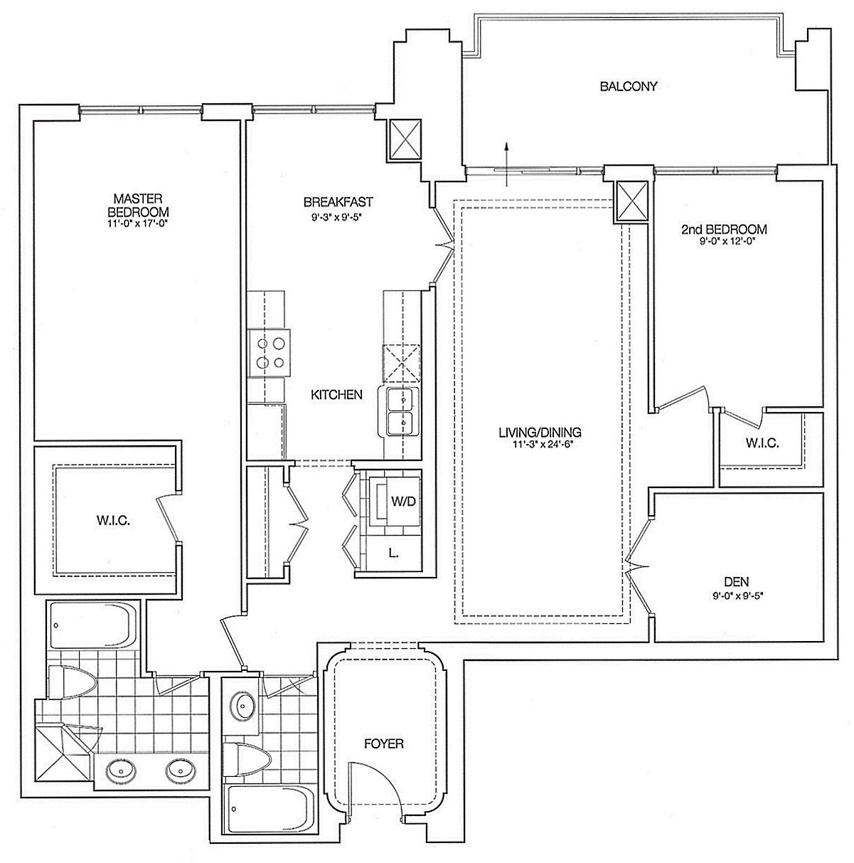  Kilgour Estate Toronto Condos Floor Plans 20 Burkebrook 2 Bedrooms Den 1407 Sq Ft Plus Balcony Bolton Layout