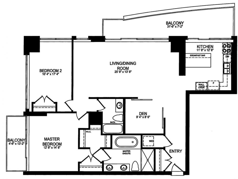 88 Davenport Rd Toronto Floor Plans Florian Condos 2 Bedroom Den 1489 Sq Ft & Balconies Southeast Exposure Yorkville Annex