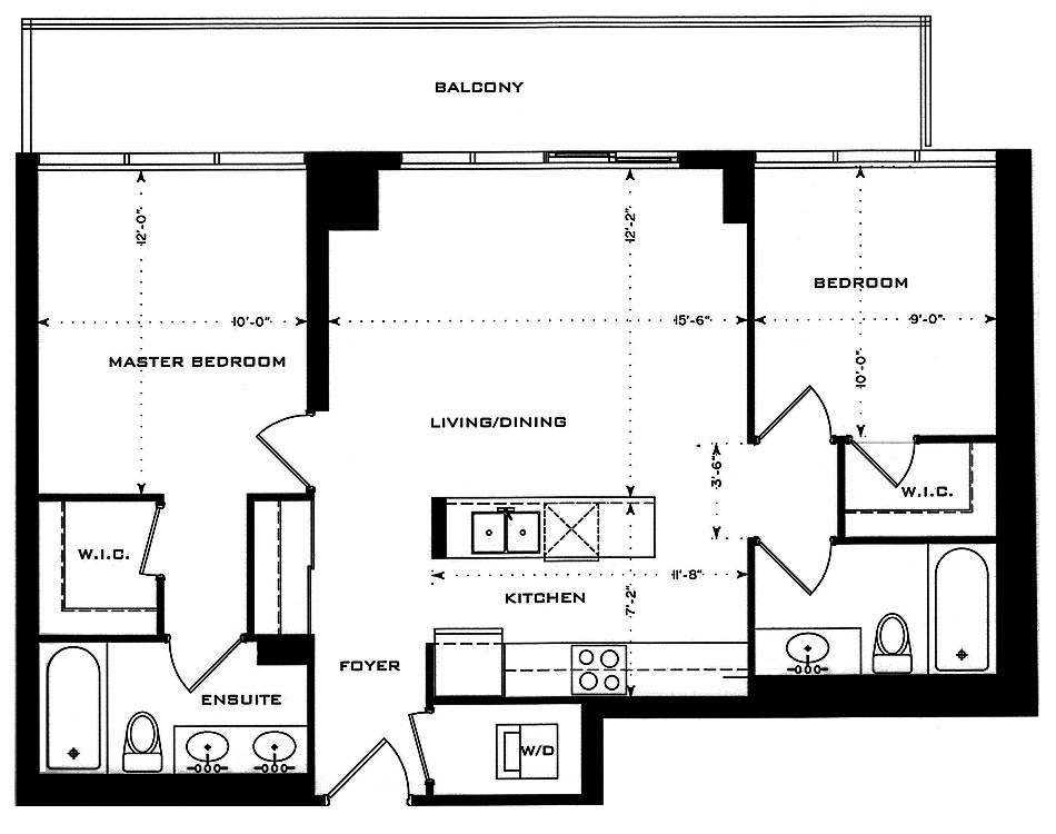 1 Bedford Road Yorkville Annex Toronto Condos Floor Plans 2 Bedrooms 849 Sq Ft Plus Balcony Moore Layout