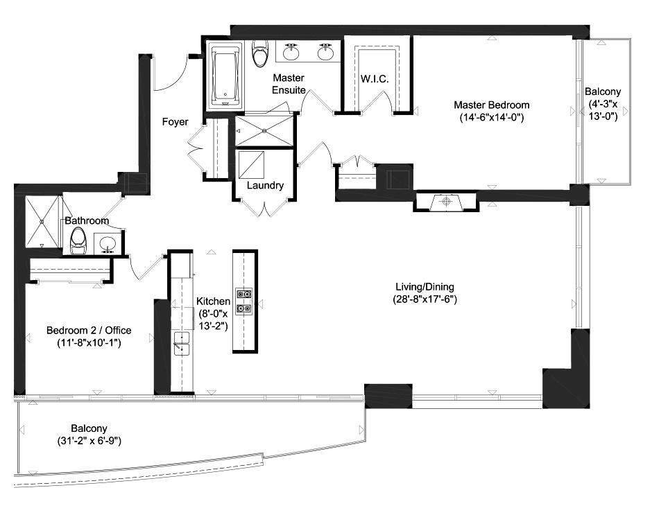 88 Davenport Rd Florian Condos Floor Plans 2 Bedrooms 1561 Sq Ft Plus 2 Balconies Suite 02 Layout Yorkville