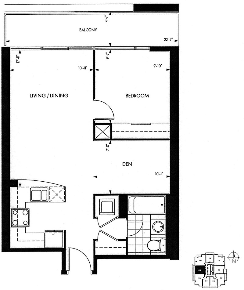 18 Yorkville Ave Toronto Floor Plans Annex Condos West Exposure 1 Bedroom Plus Den 622 Square Feet Bay Layout