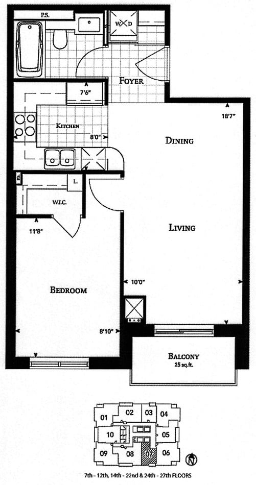 35 Balmuto St Toronto Floor Plans Yorkville Condos Uptown Residences 1 Bedroom 568 Sq Ft Plus Balcony Turner Layout