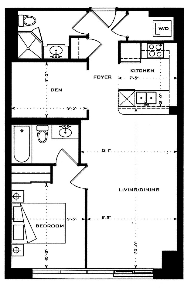 1 Bedford Rd Yorkville Annex Toronto Condos Floor Plans 1 Bedroom Den 713 Square Feet Gustavo Layout