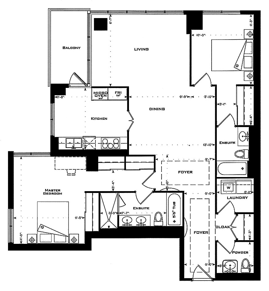 1 Bedford Rd Yorkville Annex Toronto Condos Floor Plans 2 Bedrooms 1317 Sq Ft Plus Balcony