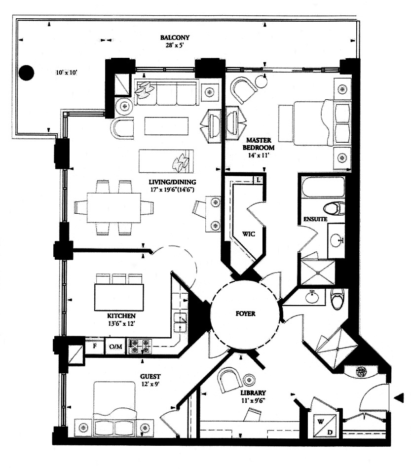 100 Yorkville Ave Annex Toronto Condos Floor Plans 2 Bedrooms Den 1400 Sq Ft Plus Baloncy Wang Layout