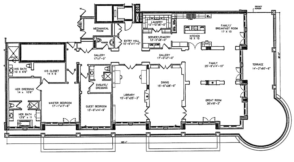 118 Yorkville Ave Toronto Condos Hazelton Residences Floor Plans 2 Bedrooms Family Room Library 4964 Sq Ft & Terrace Suite 501