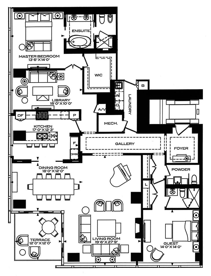 Four Seasons Condos Toronto Floor Plans 50 Yorkville Ave 2 Bedrooms Library 2466 Square Feet