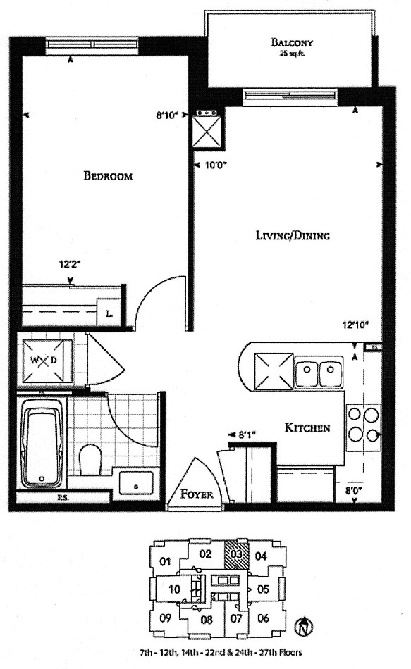 35 Balmuto St Toronto Yorkville Condos Floor Plans Uptown 1 Bedroom 495 Sq Ft Plus Balcony Mansfield Layout