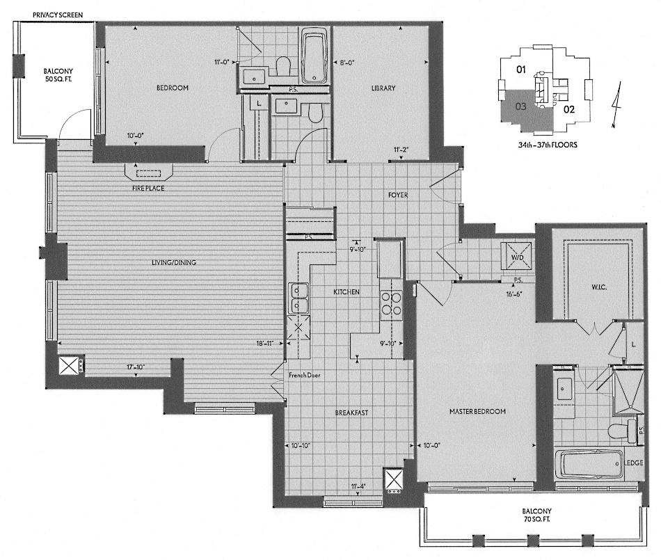 35 Balmuto St Toronto Penthouse Floor Plans Yorkville Condos Uptown 2 Bedrooms Library 1560 Sq Ft Plus 2 Balconies Garbo Layout
