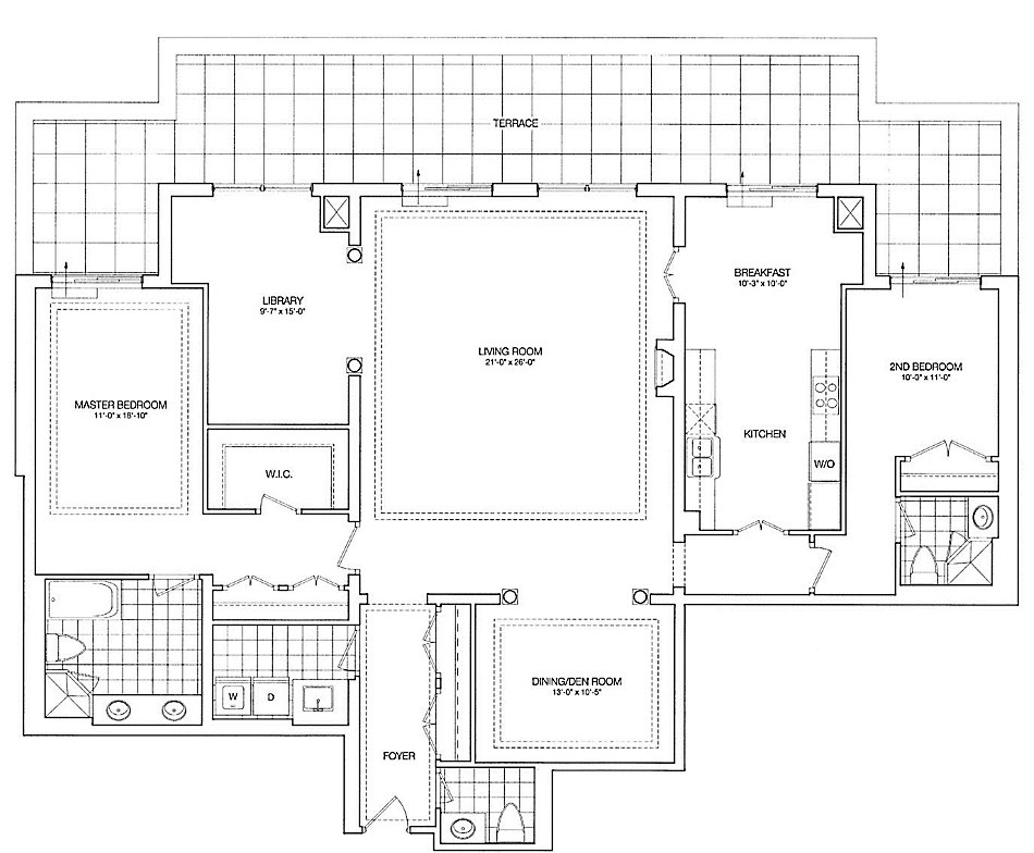 Kilgour Estate Penthouse Floor Plans Toronto Condos 21 Burkebrook 2 Bedrooms Library Den 2180 Sq Ft & Terrace Radcliffe Layout