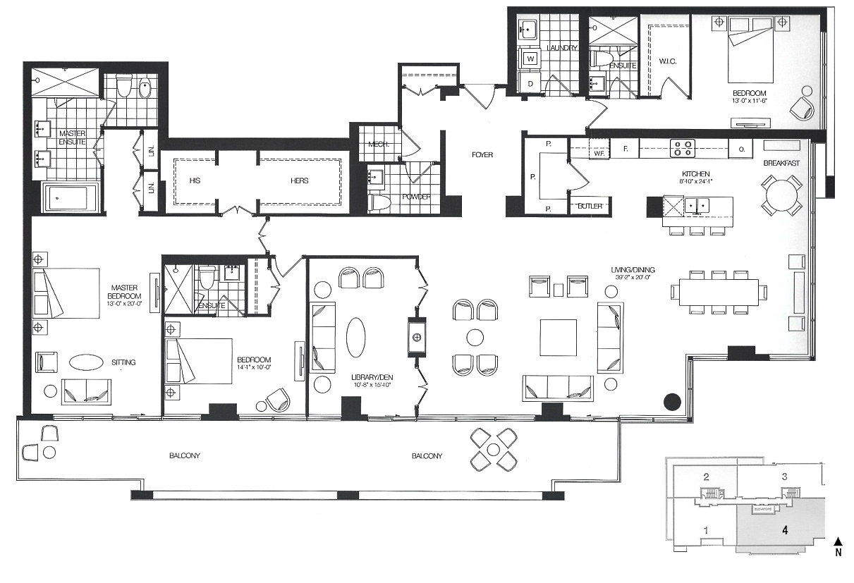 170 Avenue Rd Toronto Lower Penthouse Floor Plans 3 Bedrooms Den 2745 Sq Ft & Balcony Yorkville Annex Condos Pears On The Avenue