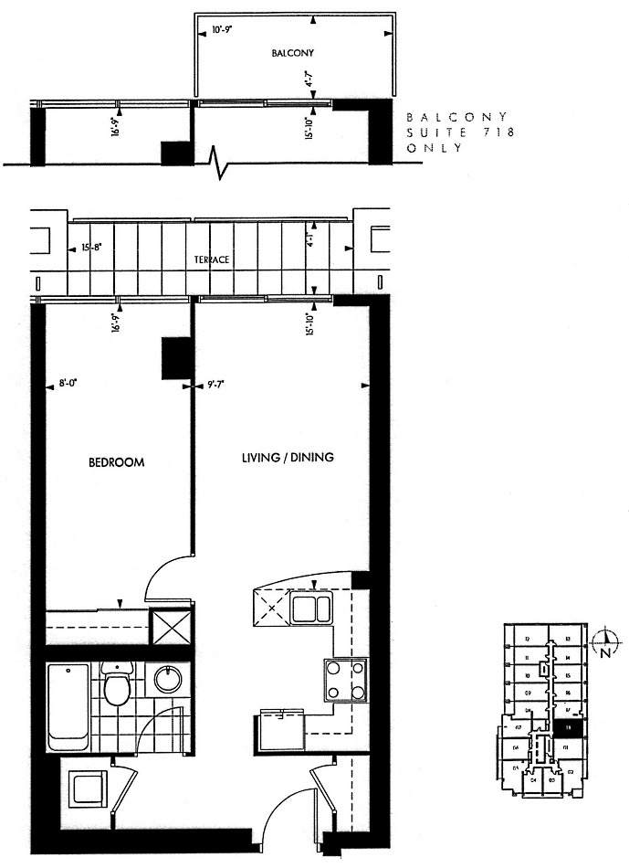 18 Yorkville Ave Toronto Floor Plans Annex Condos 1 Bedroom 576 Square Feet Plus Terrace Or Balcony Crescent Layout
