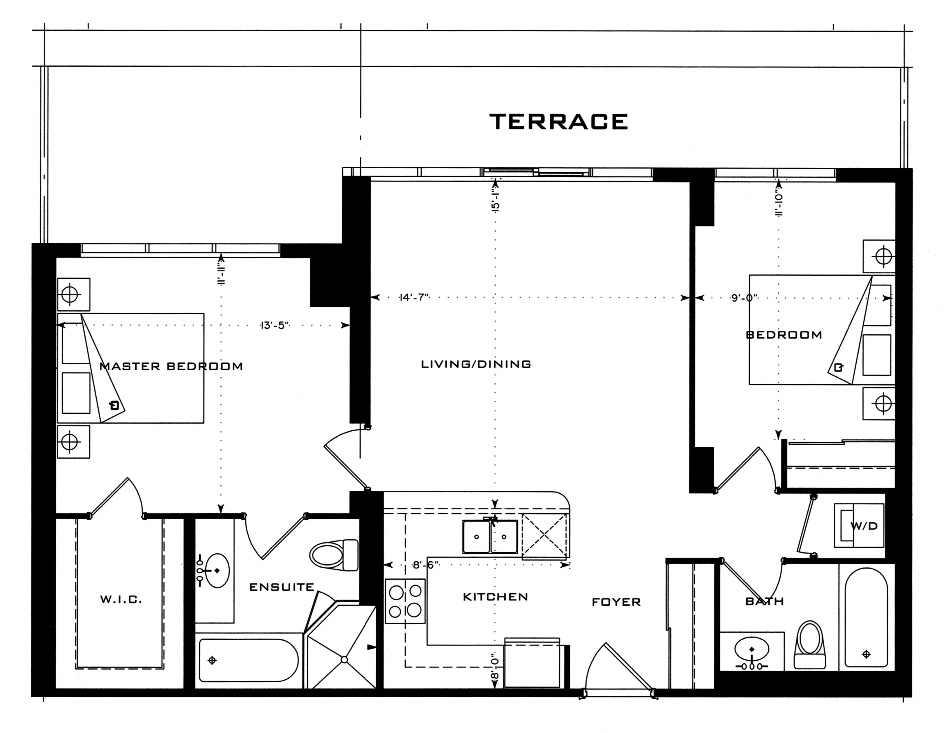 1 Bedford Rd Yorkville Toronto Condos Floor Plans 2 Bedroom 898 Sq Ft Plus Terrace Kilmer Layout