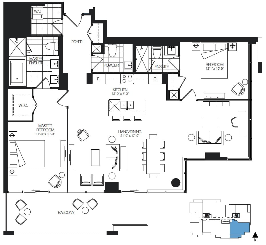 170 Avenue Rd Toronto Unit Floor Plans 2 Bedrooms Den 1336 Sq Ft Plus Balcony South Exposure Yorkville Annex Condos Pears On The Avenue