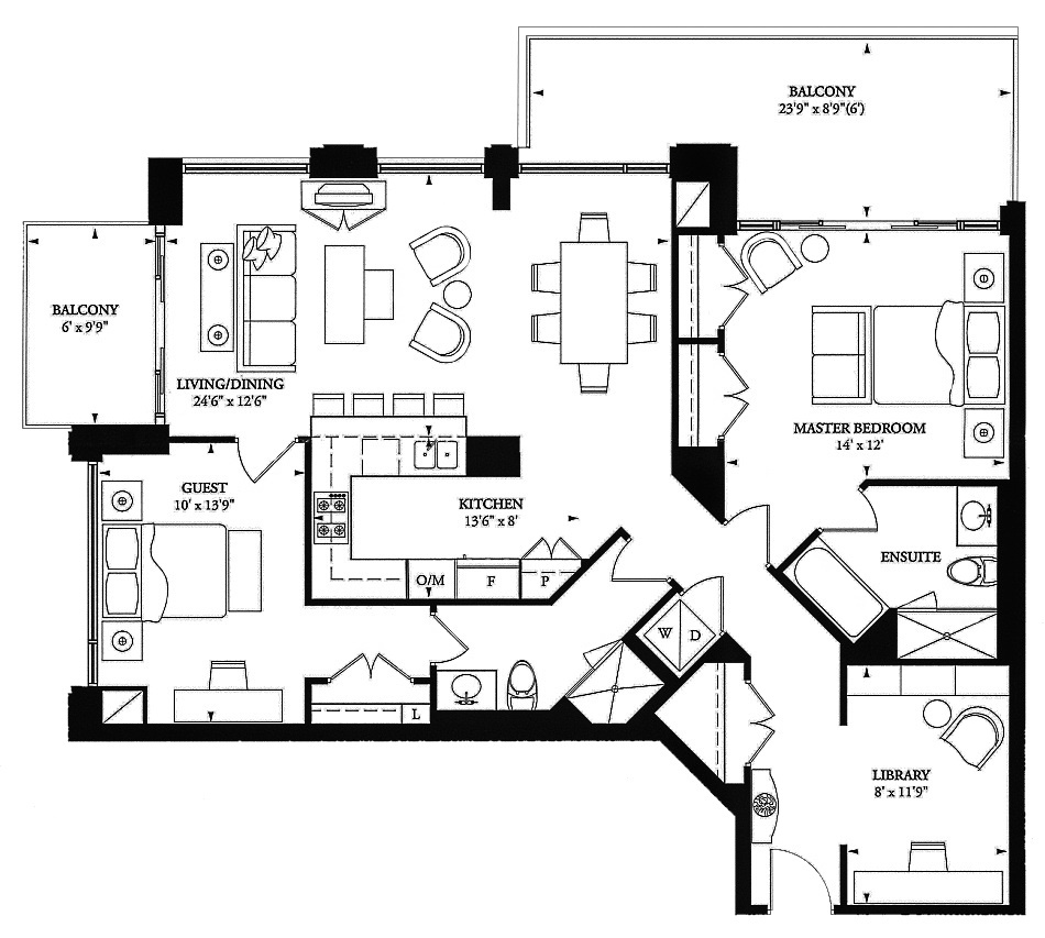 80 Yorkville Avenue Annex Toronto Condos Floor Plans 2 Bedrooms Den 1345 Sq Ft Plus Balcony Tiffany Layout