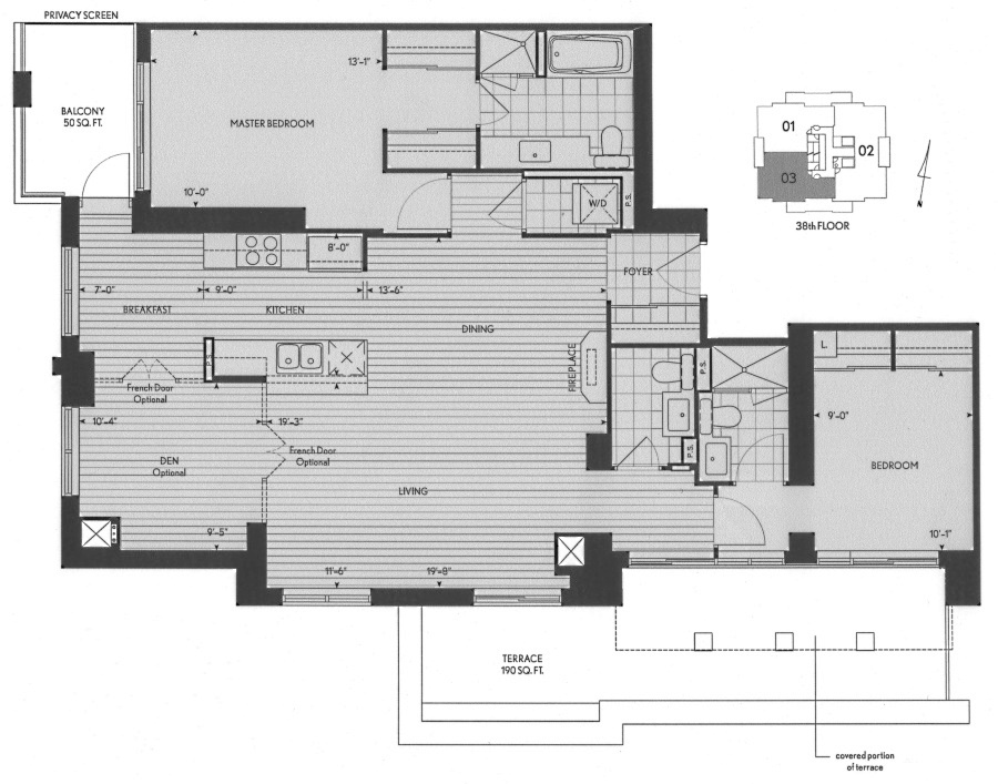 35 Balmuto St Toronto Penthouse Floor Plans Yorkville Condos Uptown Residences 2 Bedrooms Den 1316 Sq Ft Plus Terrace Bennett Layout