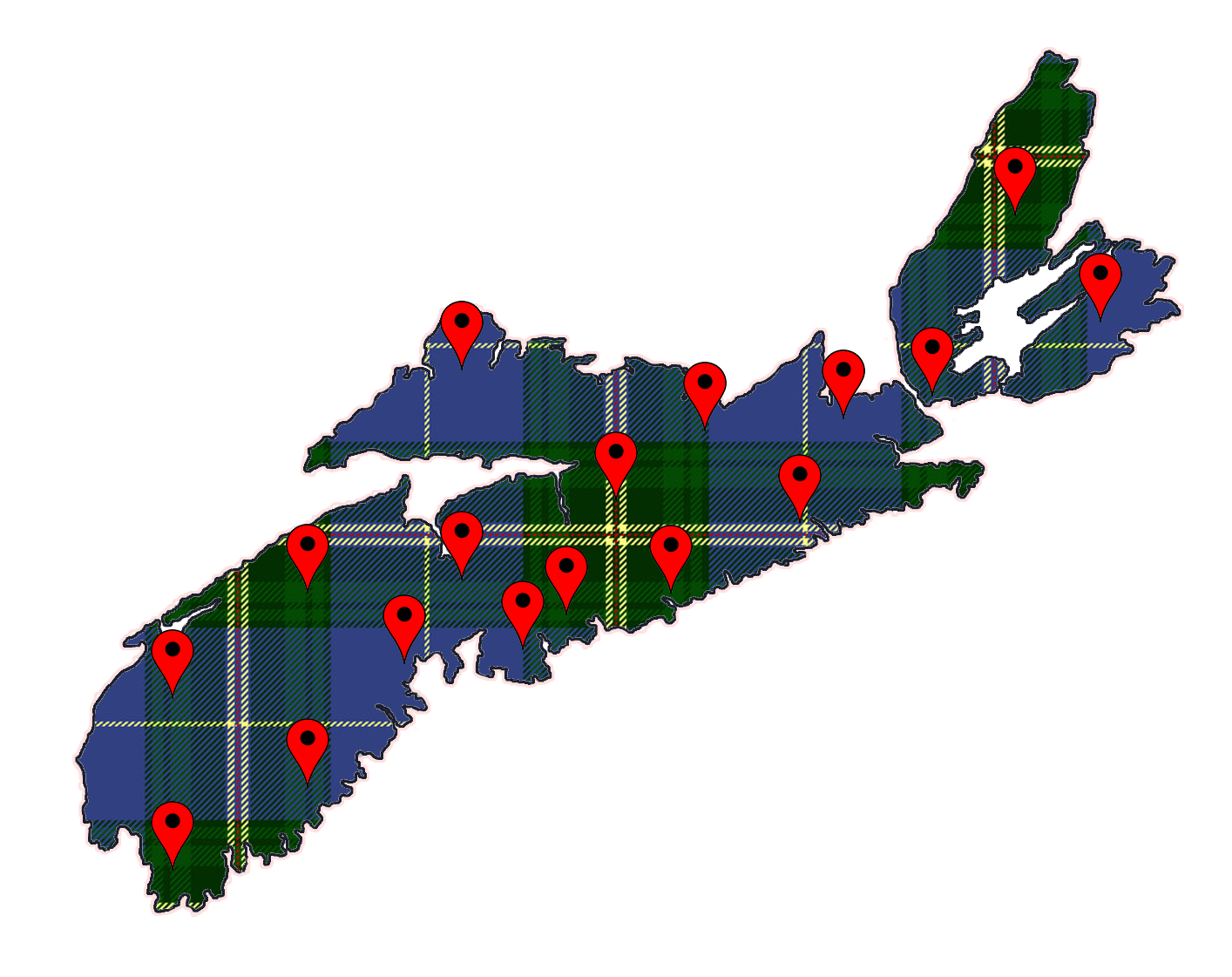 Map of Nova Scotia, Canada
