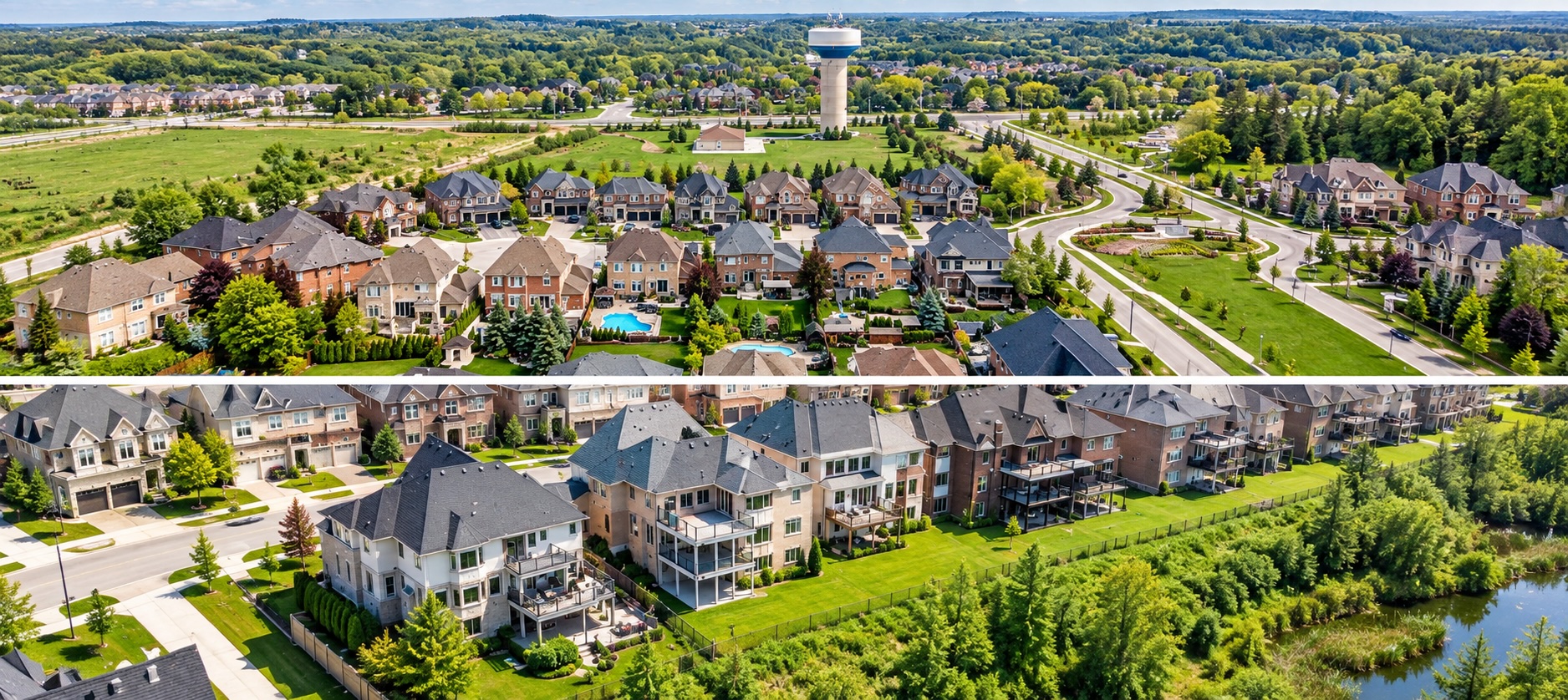 Aerial view of estate homes in Kleinburg, Vaughan, Ontario | Ragona Real Estate