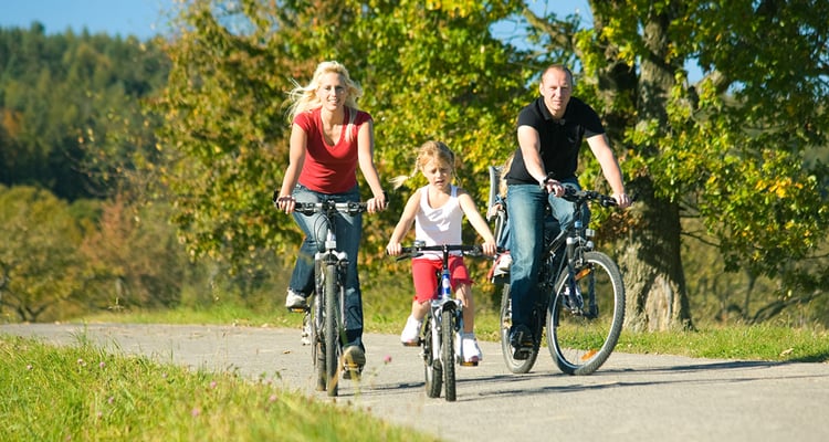 Whitby waterfront a good place for the family to ride their bikes.