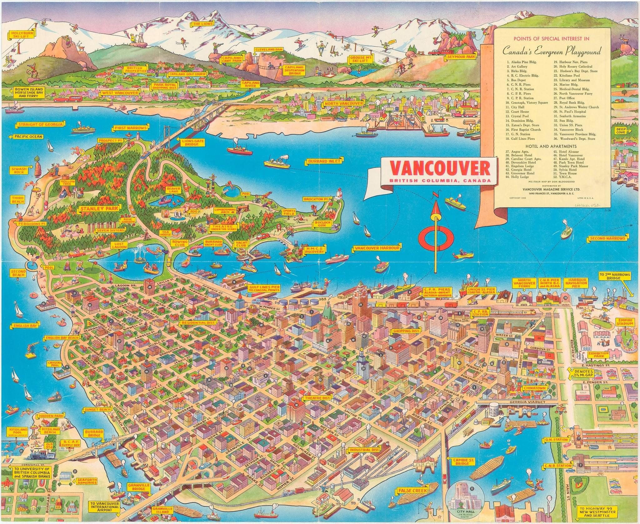 Vintage Vancouver Map 1955