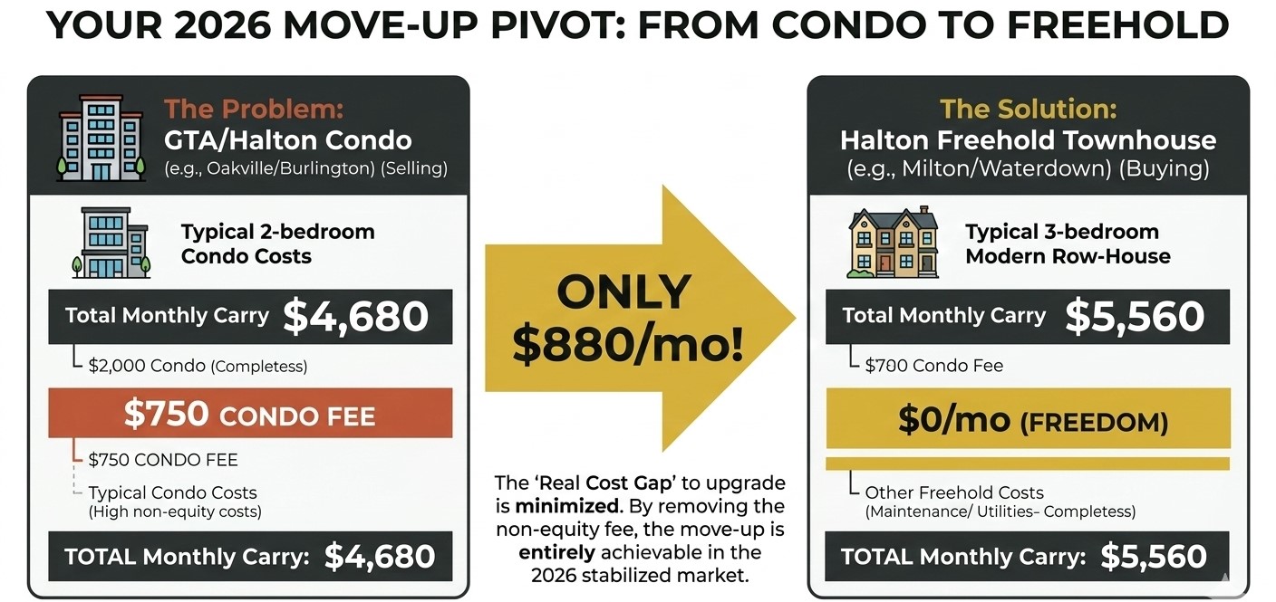 2026 Move-Up Pivot Infographic comparing Condo vs Freehold costs