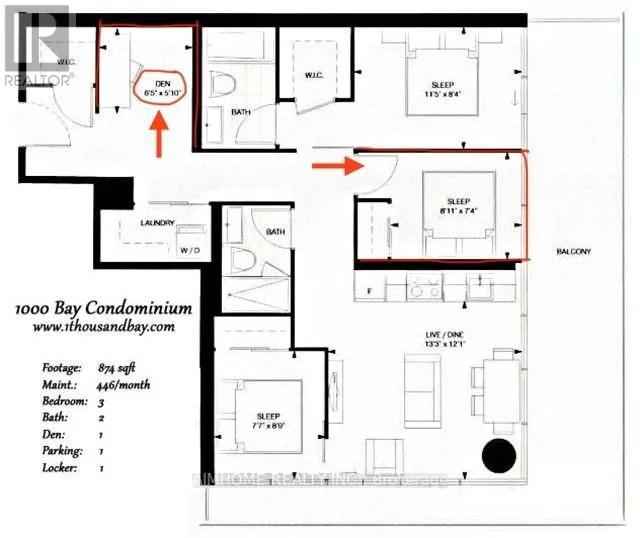 1208 2ND BDRM & DEN - 57 ST JOSEPH STREET