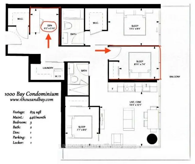 57 St Joseph Street, #1208 2nd Bdrm & Den