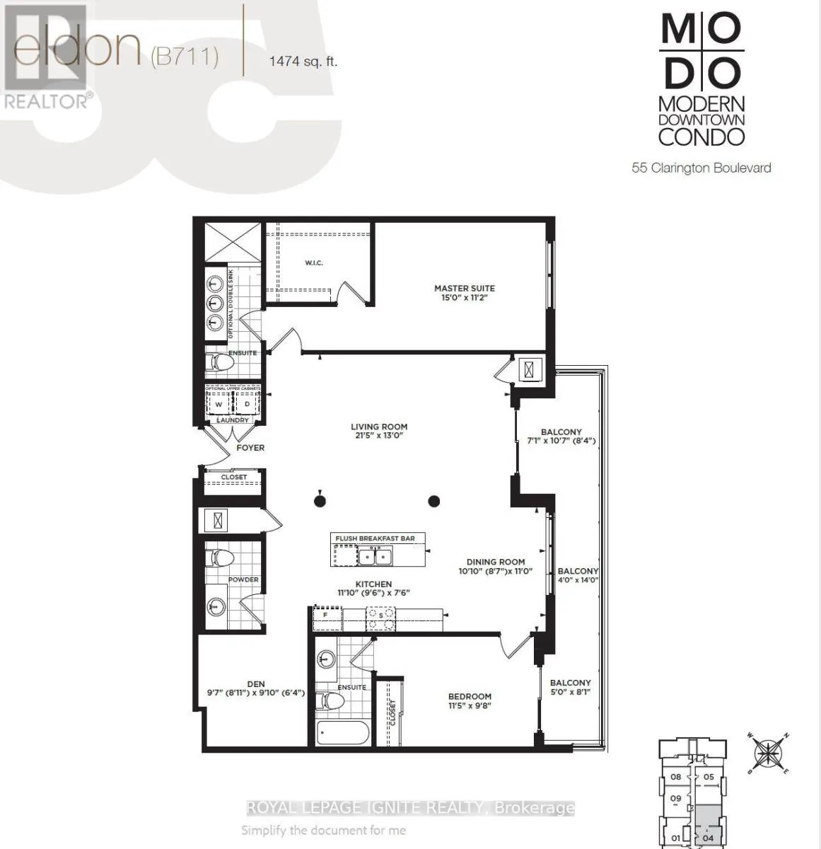 1204 - 55 CLARINGTON BOULEVARD